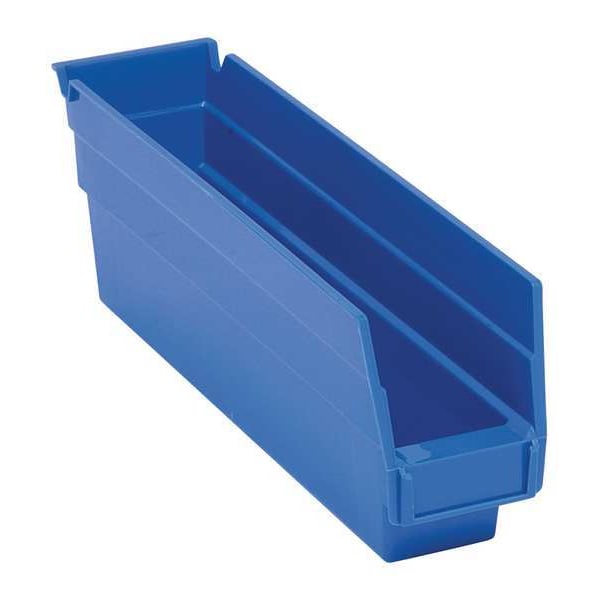 Shelf Storage Bin, Blue, Polypropylene, 11 5/8 in L x 2 3/4 in W x 4 in H, 50 lb Load Capacity