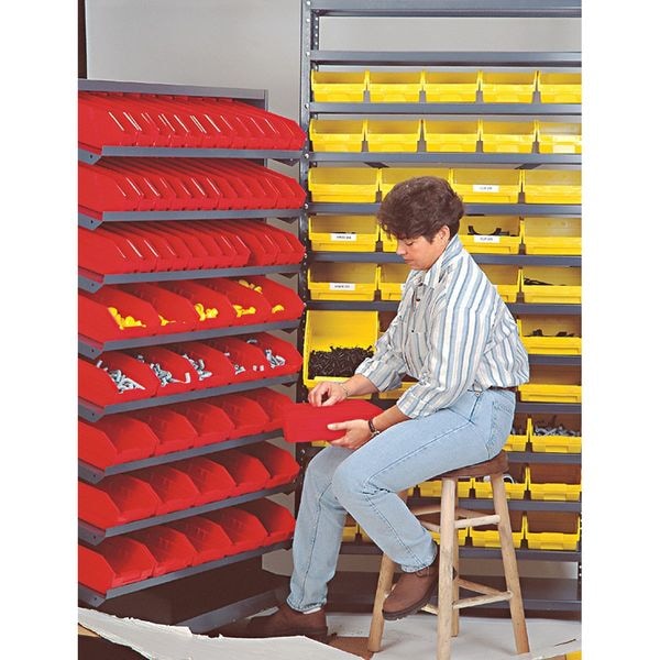 Shelf Storage Bin, Red, Polypropylene, 17 7/8 in L x 11 1/8 in W x 4 in H, 50 lb Load Capacity