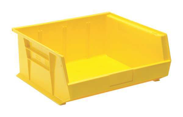 Hang & Stack Storage Bin, Yellow, Polypropylene, 14 3/4 in L x 16 1/2 in W x 7 in H
