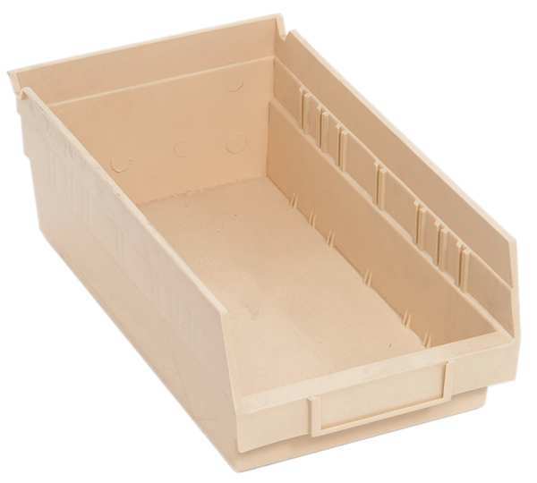 Shelf Storage Bin, Ivory, Polypropylene, 11 5/8 in L x 6 5/8 in W x 4 in H, 50 lb Load Capacity