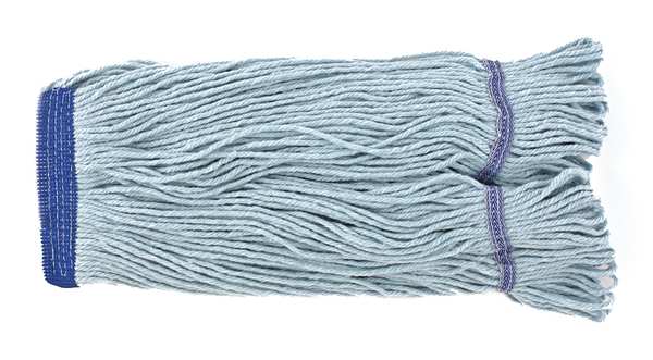 5 in String Wet Mop, 16 oz Dry Wt, Quick Change Connection, Looped-End, Blue, PET