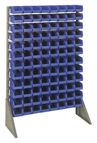 Steel Bin Rail Floor Rack, 15 in W x 36 in D x 54 in H, Blue