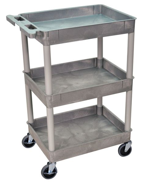 Thermoplastic Resin (Shelf)/High Density Polyethylene (Leg) Flat, 3 Shelves, 300 lb
