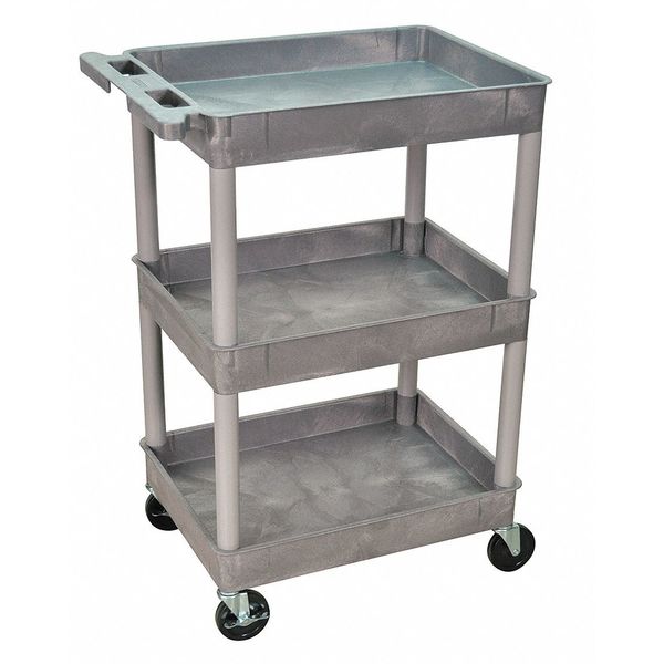 Thermoplastic Resin (Shelf)/High Density Polyethylene (Leg) Flat, 3 Shelves, 300 lb