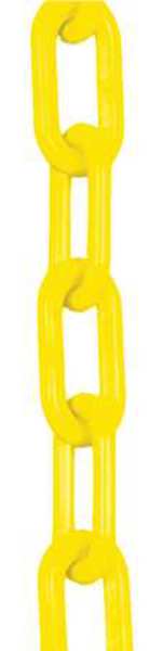 Plastic Chain, Yellow, Outdoor or Indoor, 2 in x 100 ft, Polyethylene, Gloss Finish