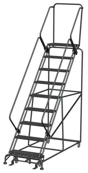 123 in H Steel Rolling Ladder, 9 Steps