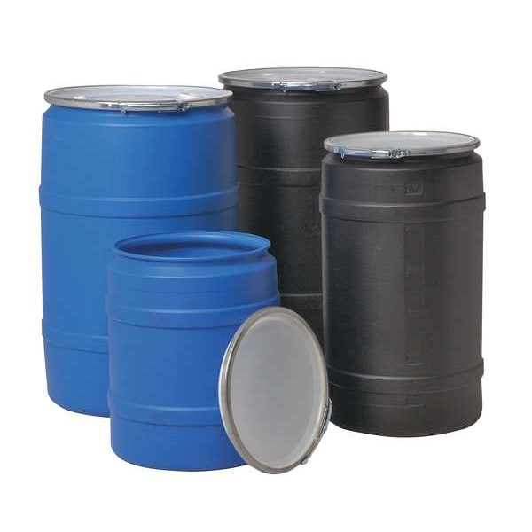 Open Head Transport Drum, Polyethylene, 55 gal, Unlined, Blue