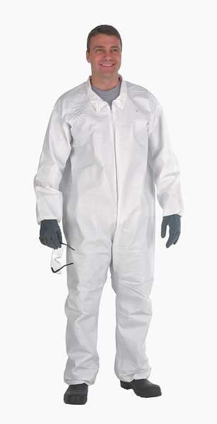 Hooded Disposable Coveralls, M, 25 PK, White, SBPP with Laminated Microporous Film, Zipper