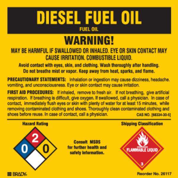Chemical Label, 5 In. W, 5 In. H, PK25