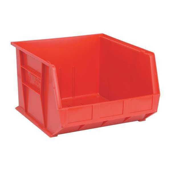 Hang & Stack Storage Bin, Red, Polypropylene, 18 in L x 16 1/2 in W x 11 in H, 75 lb Load Capacity