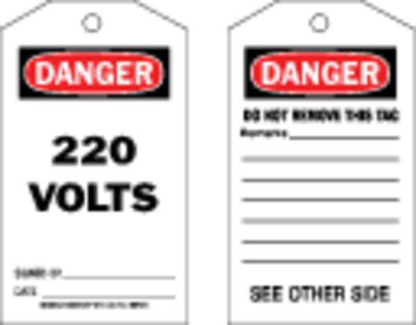 Danger Tag, 7 x 4 In, Bk and R/Wht, PK100