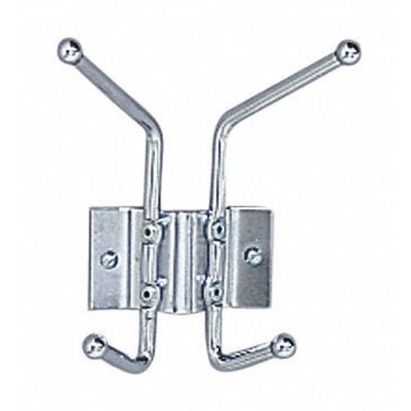 2 Hook Coat Rack, 7-1/16Hx6-1/2H, Chrome