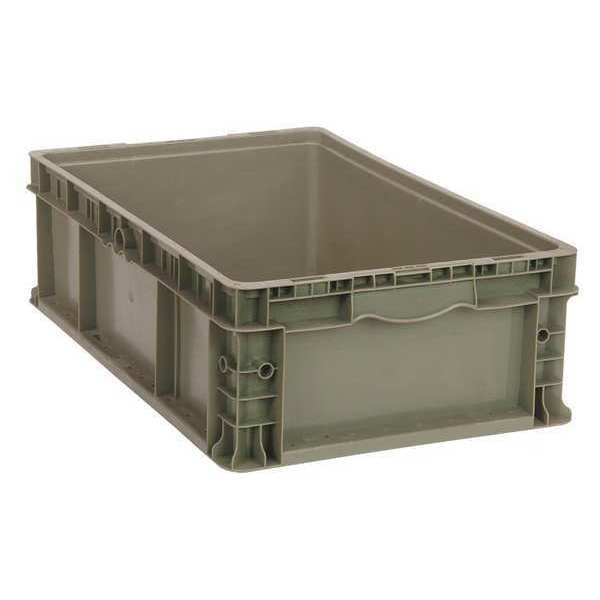 Straight Wall Container, Gray, Polyethylene, 24 in L, 15 in W, 9 1/2 in H