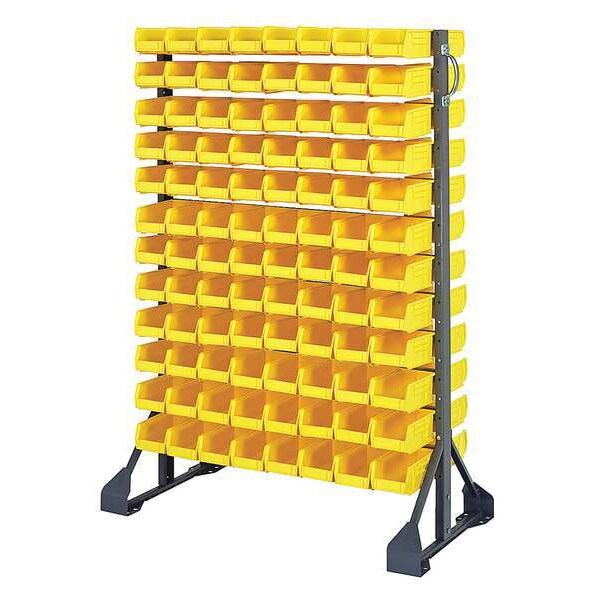 Steel Bin Rail Floor Rack, 36 in W x 20 in D x 54 in H, Yellow