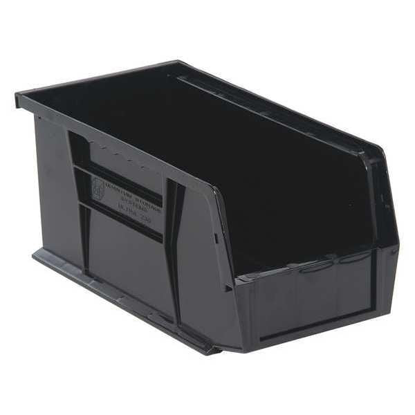 Hang & Stack Storage Bin, Black, Polypropylene, 10 7/8 in L x 5 1/2 in W x 5 in H