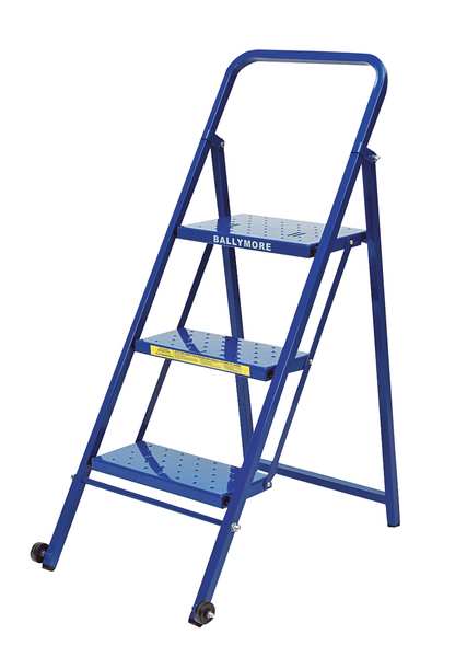46 in H Steel Folding Rolling Ladder, 3 Steps