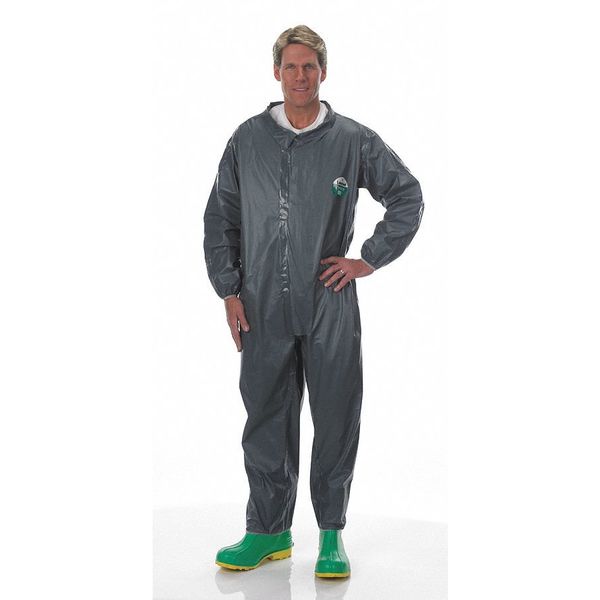 Collared Chemical Resistant Coveralls, Gray, Zipper