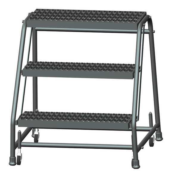 28 1/2 in H Steel Rolling Ladder, 3 Steps