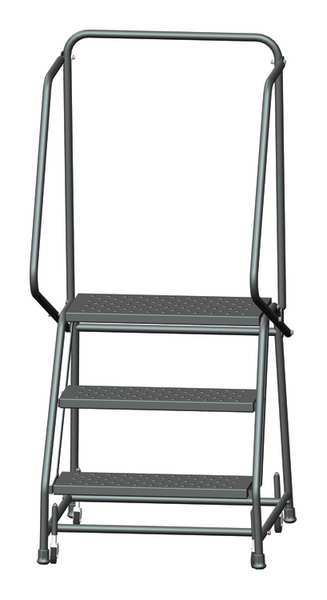 58 1/2 in H Steel Rolling Ladder, 3 Steps