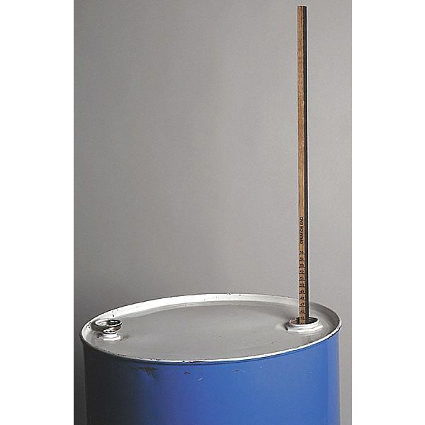 44 in L Drum Gauge Stick for 55 gal Drum, Hardwood, 5/8 in W, 1 gal Increment Marks
