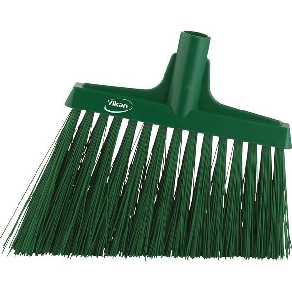 11 51/64 in Sweep Face Angle Broom, Synthetic, Green