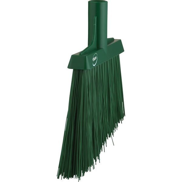 11 51/64 in Sweep Face Angle Broom, Synthetic, Green