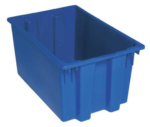 Stack & Nest Container, Blue, Polyethylene, 23 1/2 in L, 15 1/2 in W, 12 in H