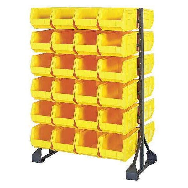 Steel Bin Rail Floor Rack, 36 in W x 20 in D x 54 in H, Yellow