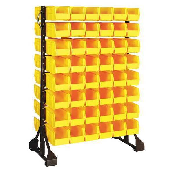 Steel Bin Rail Floor Rack, 36 in W x 20 in D x 54 in H, Yellow