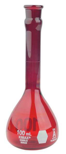 Volumetric Flask, 100mL, Red, PK6