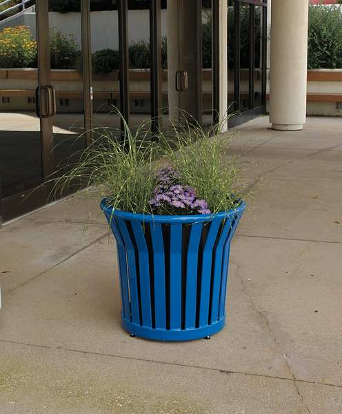 Planter, Blue, 25-1/2 In H