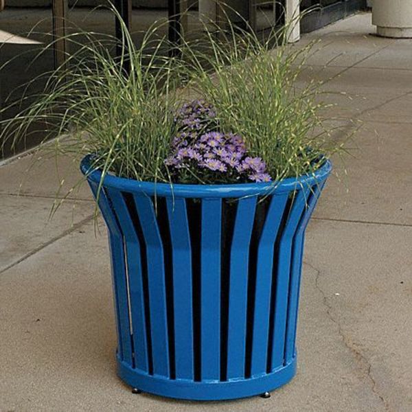Planter, Blue, 25-1/2 In H