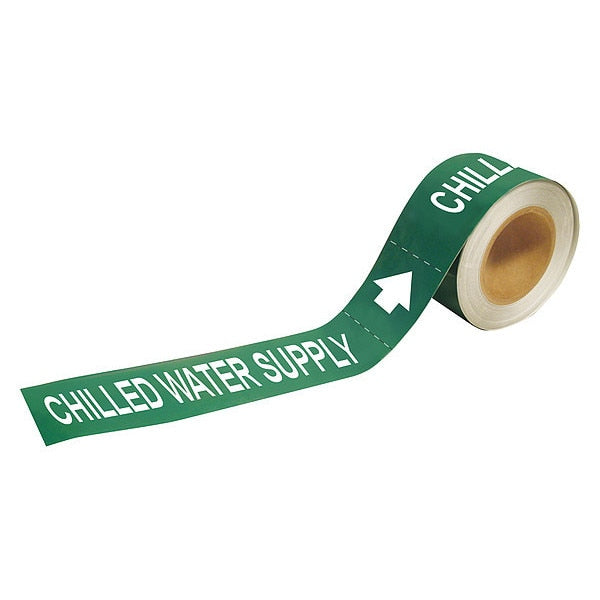 Pipe Marker, Chilled Water Supply, 2 In.H