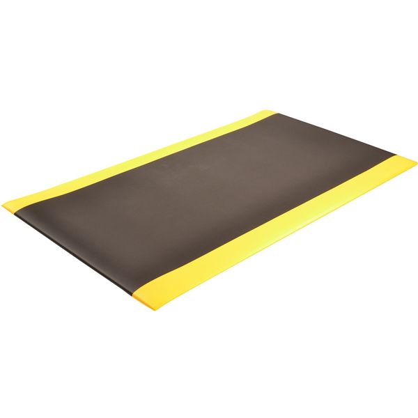 Antifatigue Runner, Black/Yellow, 60 ft. L x 4 ft. W, PVC, Corrugated Surface Pattern, 1/2