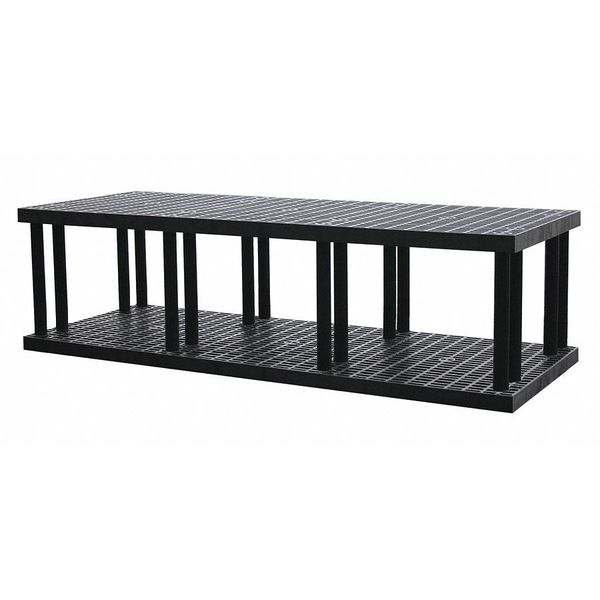Starter Plastic Shelving Unit, Open Style, 36 in D, 96 in W, 27 in H, 2 Shelves, Black