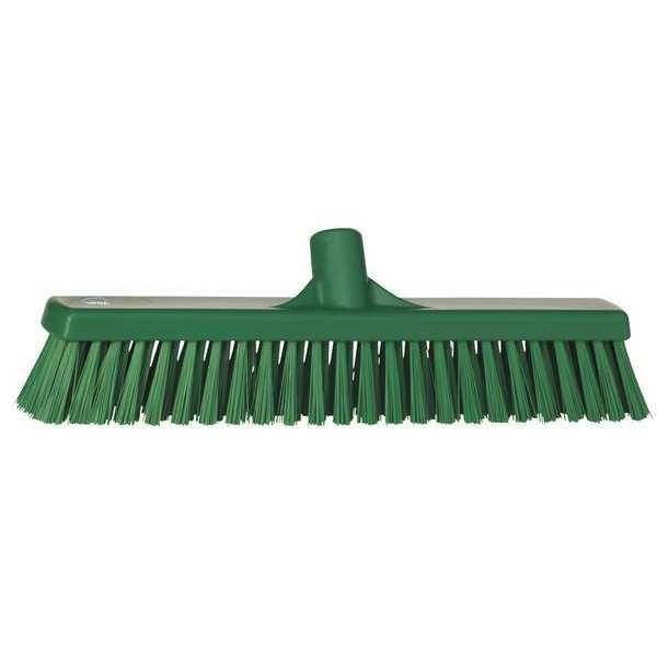 16 in Sweep Face Broom Head, Soft/Stiff Combination, Synthetic, Green
