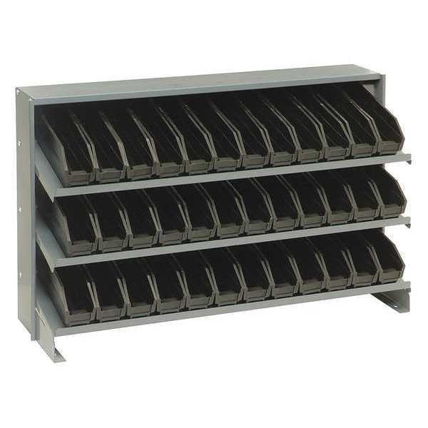 Steel Bench Pick Rack, 36 in W x 21 in H x 12 in D, 3 Shelves, Black
