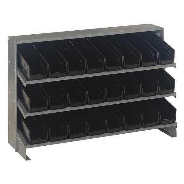 Steel Bench Pick Rack, 36 in W x 21 in H x 12 in D, 3 Shelves, Black