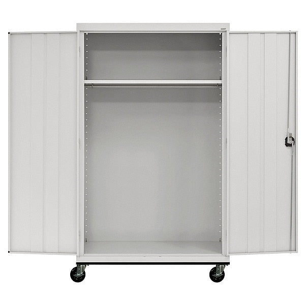 Solid Door Storage Cabinet, 46 in W, 72 in H, 24 in D, Light Gray
