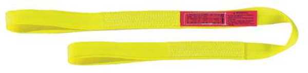 Web Sling, Flat Eye and Eye, 6 ft L, 2 in W, Nylon, Yellow