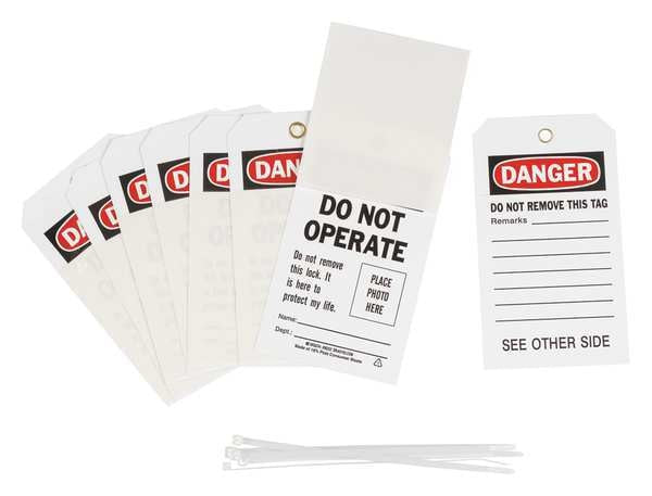 Danger Tag, 7 x 4 In, Bk and R/Wht, PK10