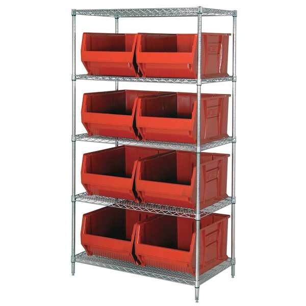 Steel Bin Shelving, 36 in W x 74 in H x 18 in D, 5 Shelves, Blue