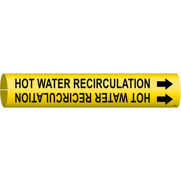 Pipe Marker, Hot Water Recirculation, Yel, 4080-A