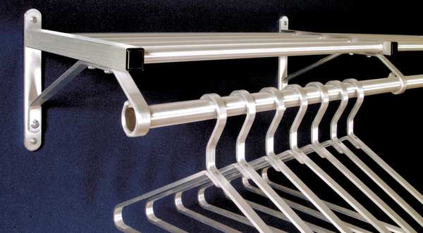 Coat Rack, 1 Shelf, 48 In W, Satin Aluminum