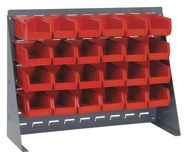 Steel Louvered Bench Rack, 27 in W x 1/4 in D x 21 in H, Gray