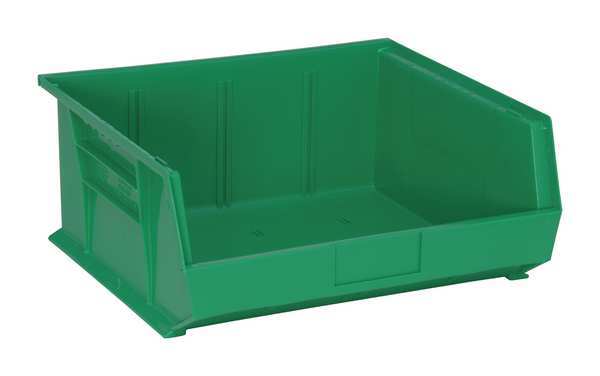 Hang & Stack Storage Bin, Green, Polypropylene, 14 3/4 in L x 16 1/2 in W x 7 in H