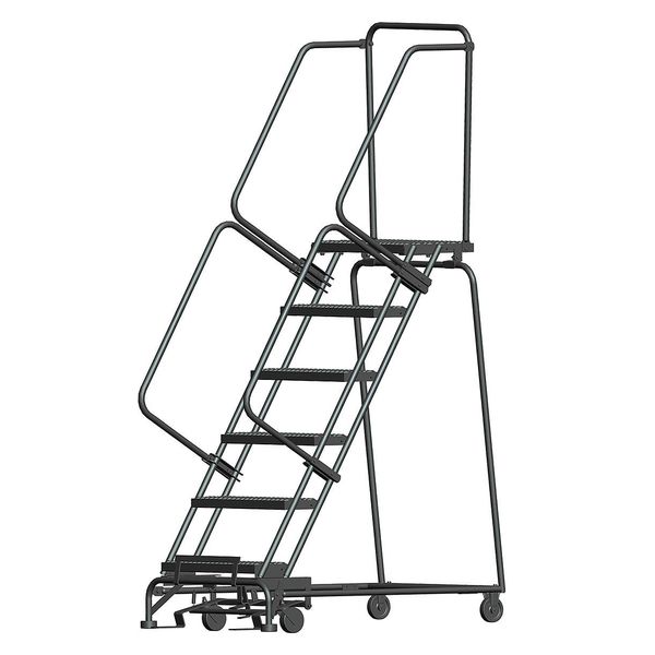 93 in H Steel Rolling Ladder, 6 Steps