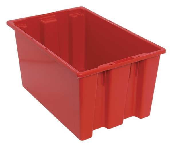 Stack & Nest Container, Red, Polyethylene, 23 1/2 in L, 15 1/2 in W, 12 in H