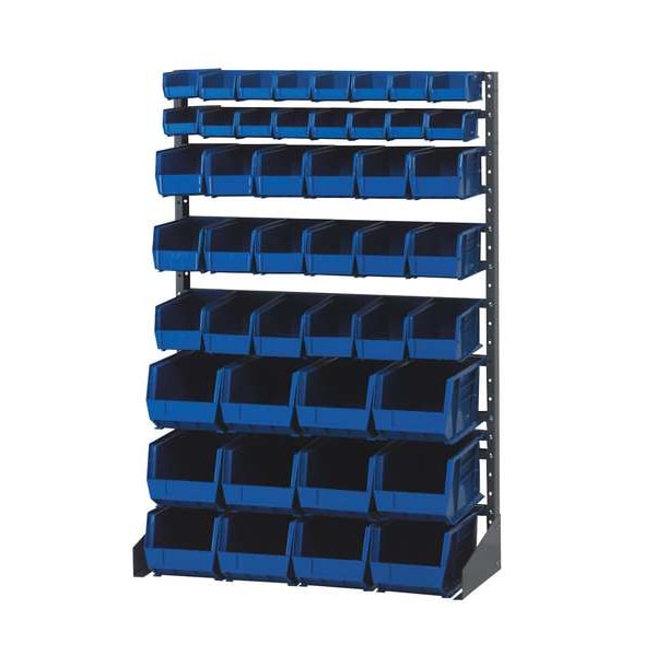 Steel Bin Rail Floor Rack, 36 in W x 15 in D x 54 in H, Blue
