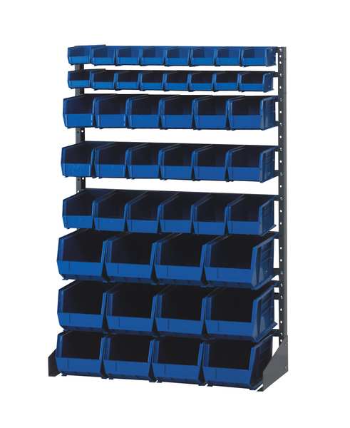 Steel Bin Rail Floor Rack, 36 in W x 15 in D x 54 in H, Black